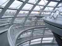 Spiral ramp inside metal and glass dome